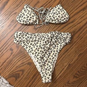Abercrombie Leopard High Rise Swim Bikini Set